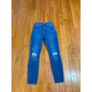 Express Curvy Skinny High Rise Distressed Medium Wash Jeans Womens Size‎ 00R
